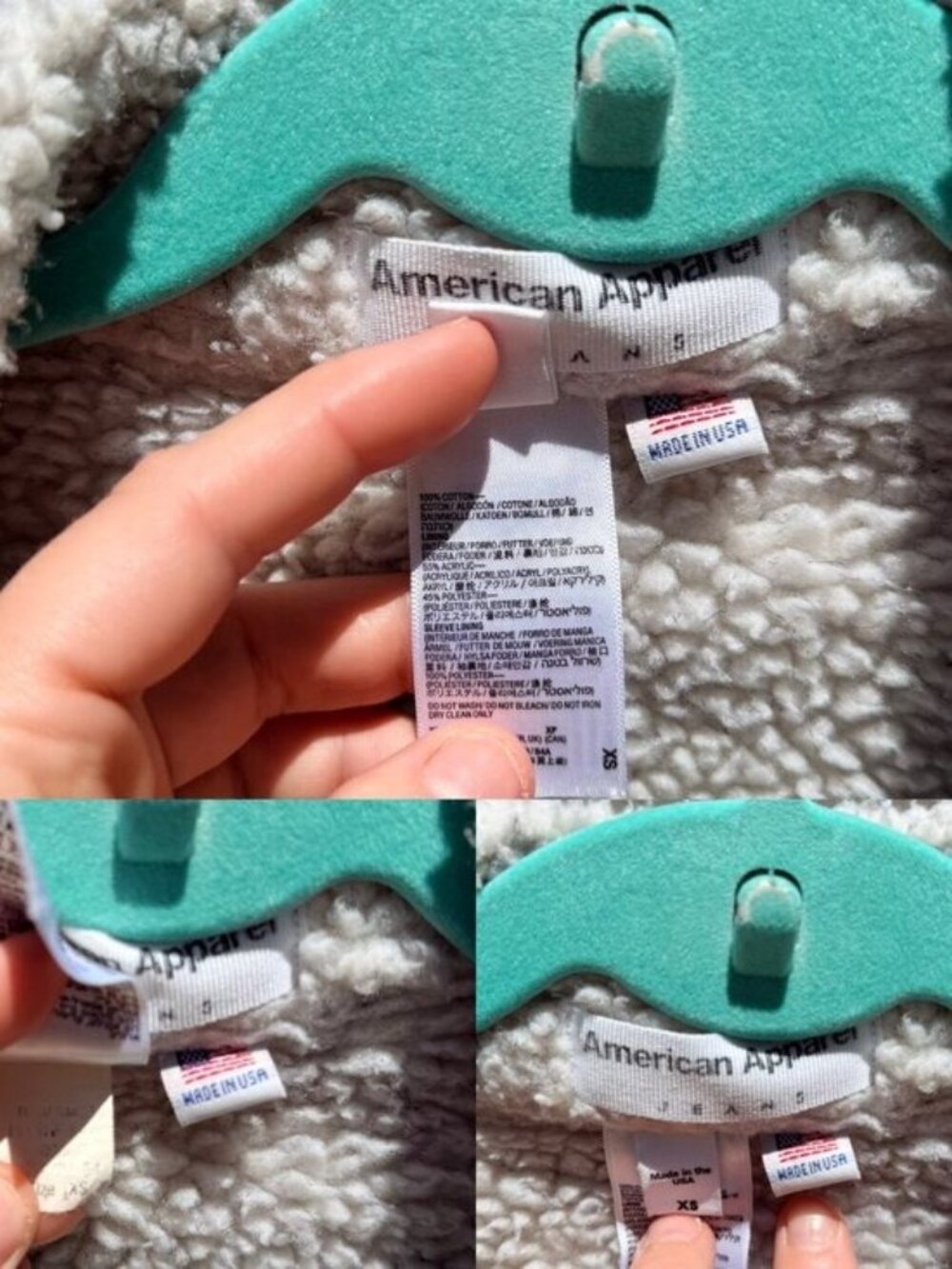 American Apparel Women's XS/S Oversized Sherpa Lined Jean Jacket Men's XS - Picture 3 of 10